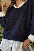 Hygge Boucle Slouch Knit Navy
